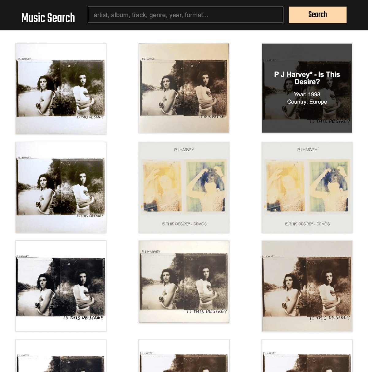 music search home page